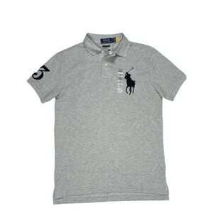 Polo Ralph Lauren Custom Slim Fit Big Pony Mesh Polo Shirt Gray Small Rugby